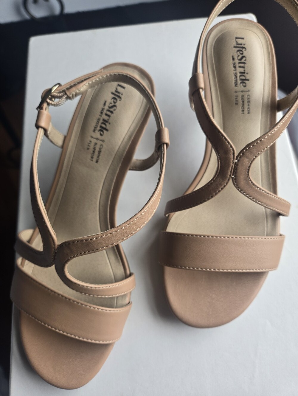 Life Stride Nude Strappy Slingback Heels - Picture 2 of 6